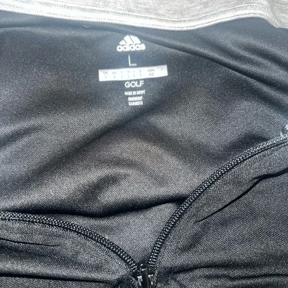 Adidas Golf Quarter Zip Long Sleeve Black & Gray Lightweight Size L - Picture 10 of 10